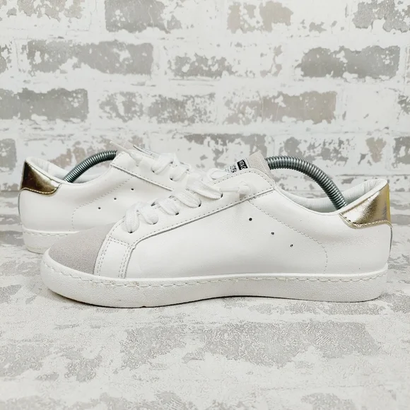 Vintage Havana White Sneakers with Gold Heel and Tan Snake-Print Star - Picture 3 of 10